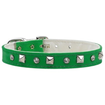 "Just the Basics" Crystal and Pyramid Collars Green 10