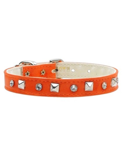 "Just the Basics" Crystal and Pyramid Collars Orange 10