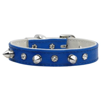 "Just the Basics" Crystal and Spike Collars Blue 10