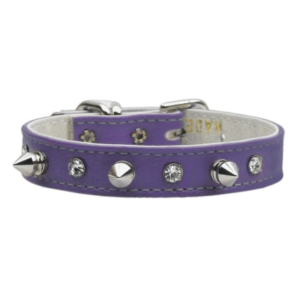 "Just the Basics" Crystal and Spike Collars Purple 10