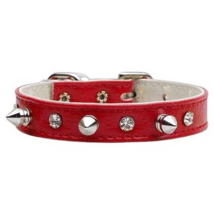 "Just the Basics" Crystal and Spike Collars Red 10