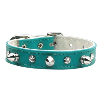 "Just the Basics" Crystal and Spike Collars Turquoise 10