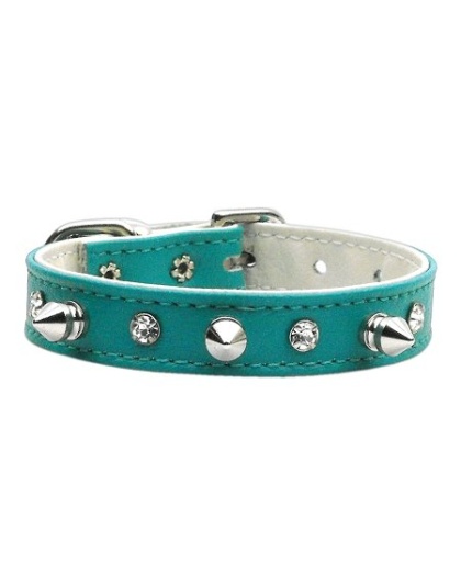 "Just the Basics" Crystal and Spike Collars Turquoise 10