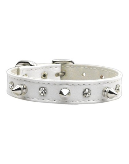 "Just the Basics" Crystal and Spike Collars White 10