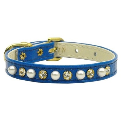 3/8" Pearl and Clear Crystals Collar Blue 10