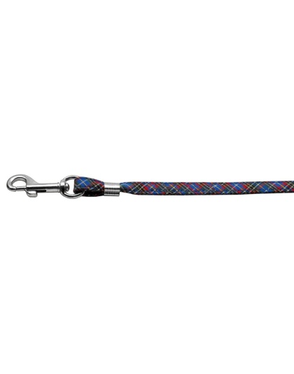 3/8'' Fabric Plain Leash Blue Plaid Silver Hardware