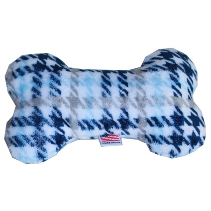 6" Plush Bone Dog Toy Blue Plaid