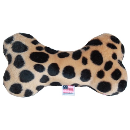 6" Plush Bone Dog Toy Brown Leopard