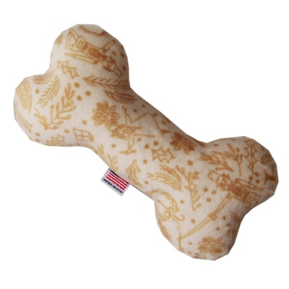 6" Plush Bone Dog Toy Cream Holiday Whimsy