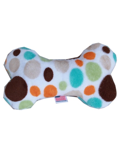 6" Plush Bone Dog Toy Fall Party Dots