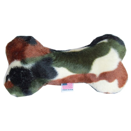 6" Plush Bone Dog Toy Green Camo