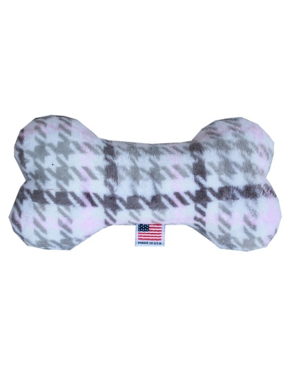 6" Plush Bone Dog Toy Pink Plaid