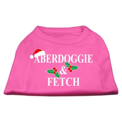 Aberdoggie Christmas Screen Print Shirt Bright Pink L