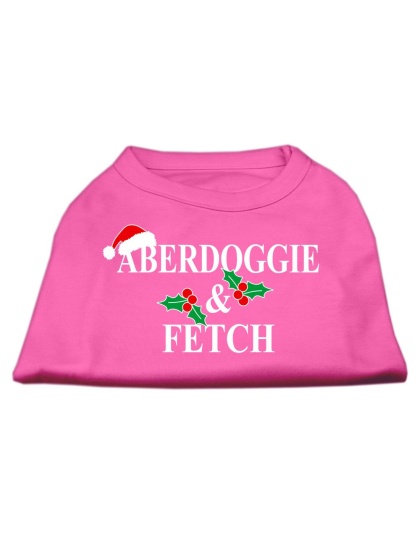 Aberdoggie Christmas Screen Print Shirt Bright Pink L