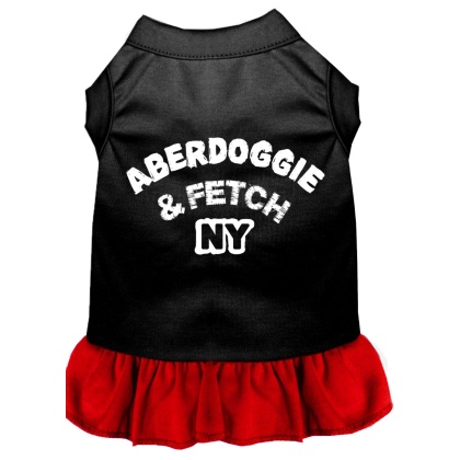 Aberdoggie NY Screen Print Dog Dress Black with Red Lg