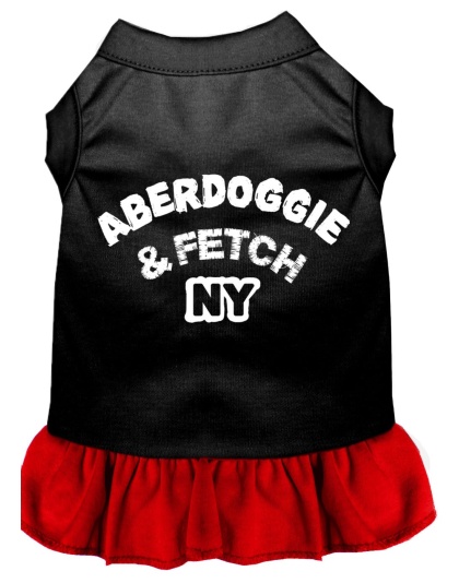 Aberdoggie NY Screen Print Dog Dress Black with Red Lg