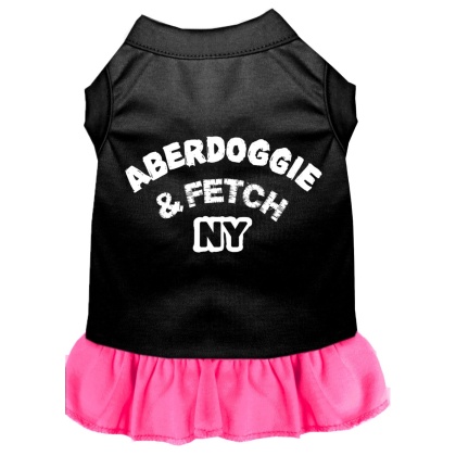 Aberdoggie NY Screen Print Dress Black with Bright Pink Lg