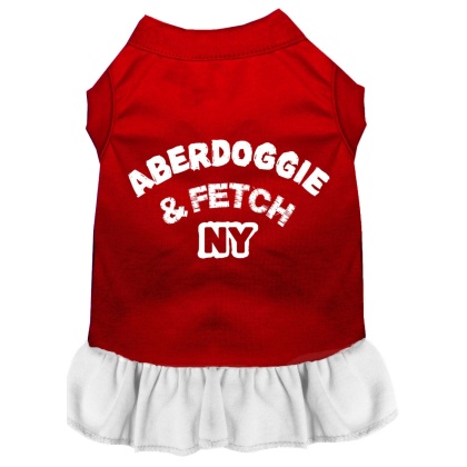 Aberdoggie NY Screen Print Dress Red with White Lg