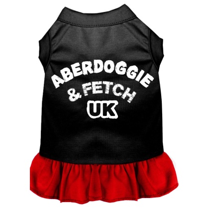 Aberdoggie UK Screen Print Dog Dress Black with Red Lg