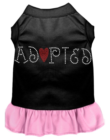 Adopted Rhinestone Dresses Black with Light Pink Lg