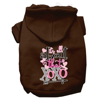 All About that XOXO Screen Print Dog Hoodie Brown L