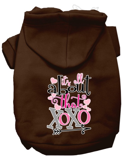 All About that XOXO Screen Print Dog Hoodie Brown L