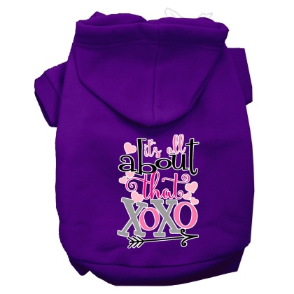 All About that XOXO Screen Print Dog Hoodie Purple L