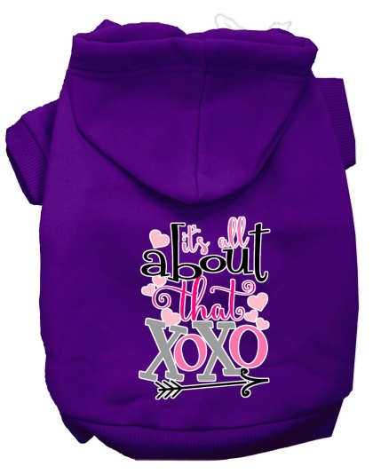 All About that XOXO Screen Print Dog Hoodie Purple L