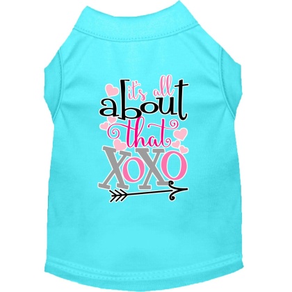 All about that XOXO Screen Print Dog Shirt Aqua Lg