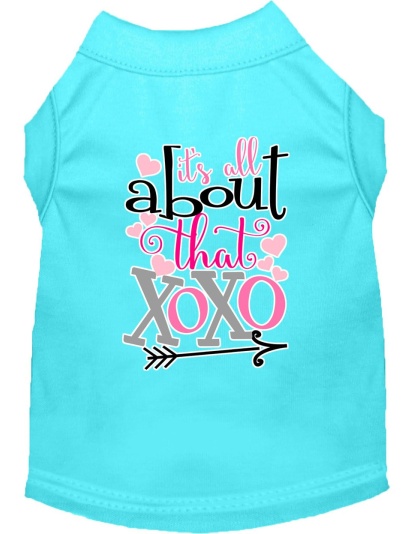 All about that XOXO Screen Print Dog Shirt Aqua Lg