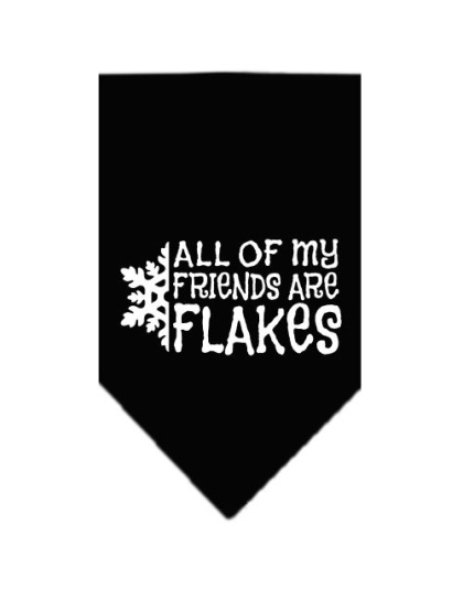 All my friends are Flakes Screen Print Bandana Black Large