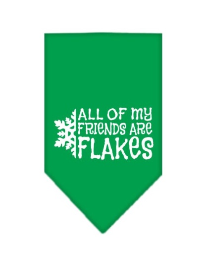 All my friends are Flakes Screen Print Bandana Emerald Green Large
