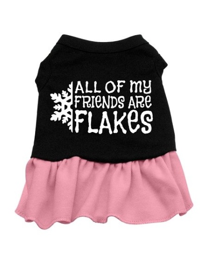 All my friends are Flakes Screen Print Dress Black with Pink Lg