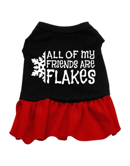All my friends are Flakes Screen Print Dress Black with Red Lg