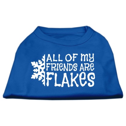 All my Friends are Flakes Screen Print Shirt Blue Lg