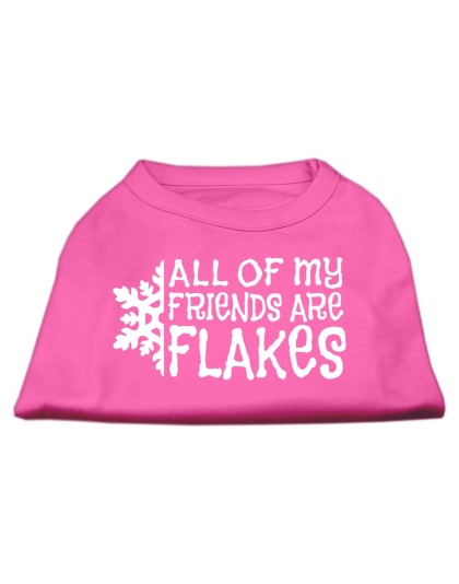 All my friends are Flakes Screen Print Shirt Bright Pink L