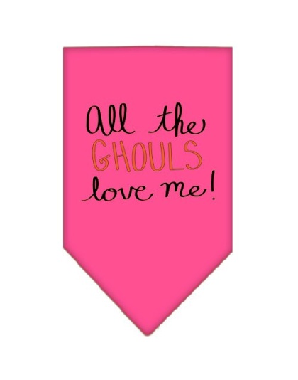 All the Ghouls Screen Print Bandana Bright Pink Large