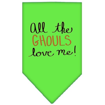 All the Ghouls Screen Print Bandana Lime Green Large