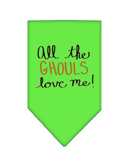 All the Ghouls Screen Print Bandana Lime Green Large