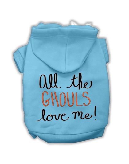 All the Ghouls Screenprint Dog Hoodie Baby Blue L