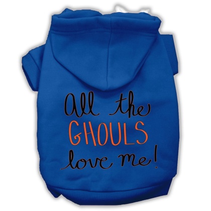 All the Ghouls Screenprint Dog Hoodie Blue L