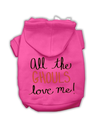 All the Ghouls Screenprint Dog Hoodie Bright Pink L