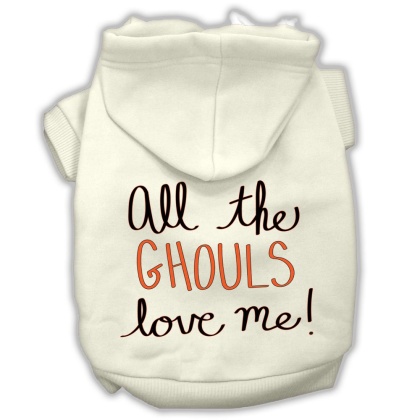 All the Ghouls Screenprint Dog Hoodie Cream L