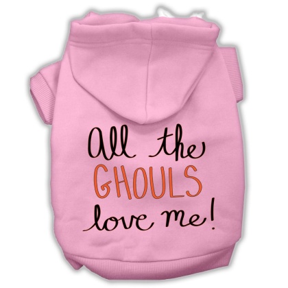 All the Ghouls Screenprint Dog Hoodie Light Pink L