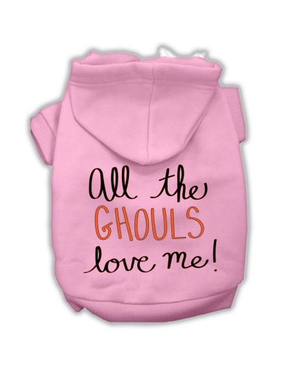 All the Ghouls Screenprint Dog Hoodie Light Pink L