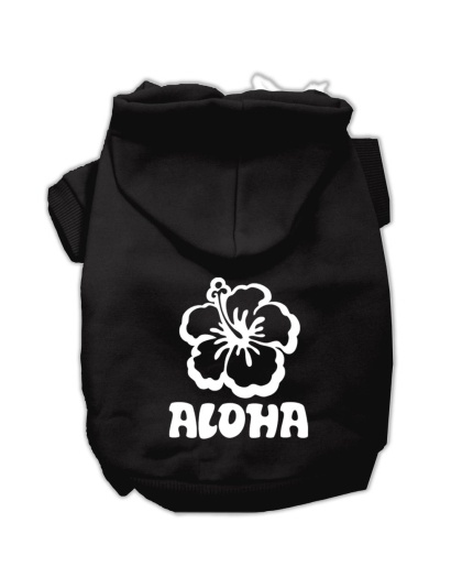 Aloha Flower Screen Print Pet Hoodies Black Size Lg