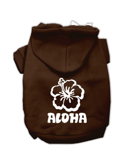 Aloha Flower Screen Print Pet Hoodies Brown Size Lg