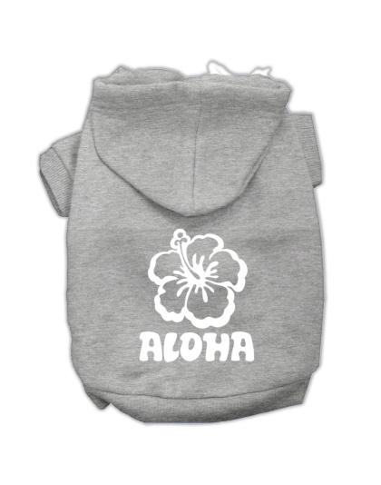 Aloha Flower Screen Print Pet Hoodies Grey Size Lg