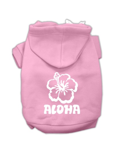 Aloha Flower Screen Print Pet Hoodies Light Pink Size Lg