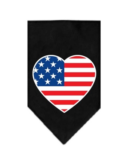 American Flag Heart Screen Print Bandana Black Large